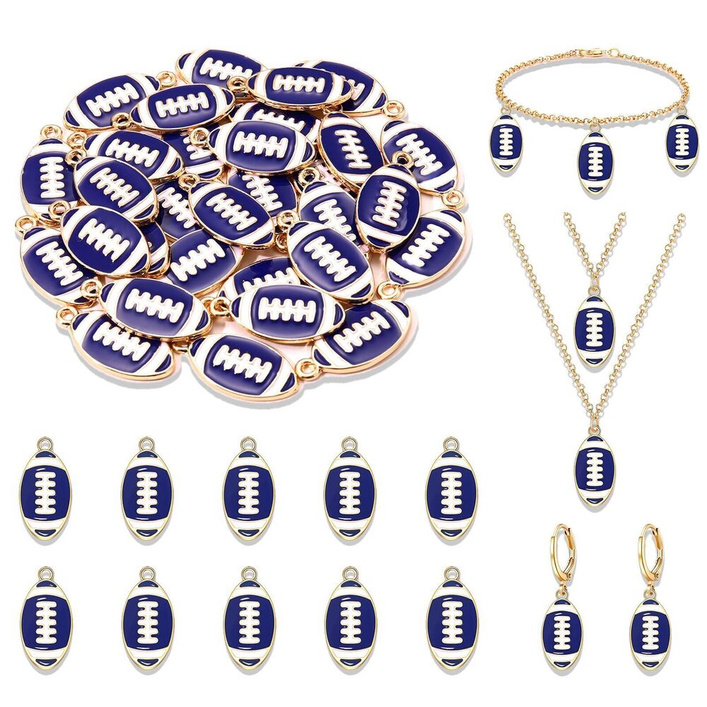 2284 30PCS Football Charms Jewelry Making, Enamel Football Charms